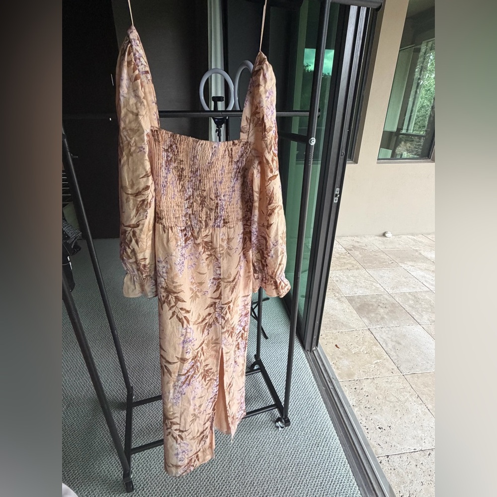 House of Harlow 1960 Peach Floral Long Sleeve Dress - Picture 2 of 4